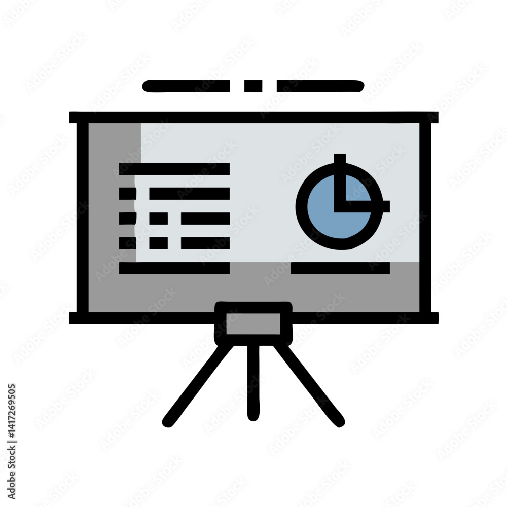 Poster computer screen with data analytics and clock icon