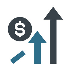 Finance growth chart with dollar coin icon