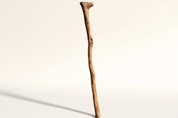 Rustic Wooden Walking Stick for Support isolated on white background