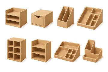 Fototapeta premium Office organizer icons set in 3d style