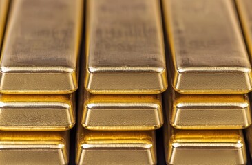 Stack of Shiny Gold Bars Displaying Wealth and Luxury Investment