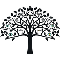 Fototapeta premium A set-of-nature elements blooming-tree 