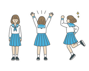 セーラー服の女子高生の後ろ姿