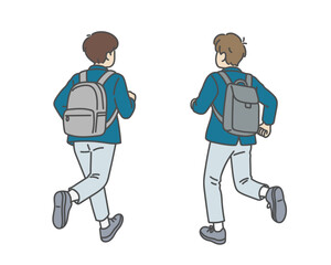 通学中の高校生男子の後ろ姿