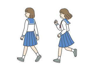 歩く女子高生の後ろ姿