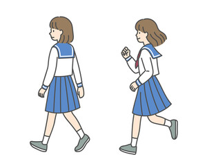 歩く女子高生の後ろ姿