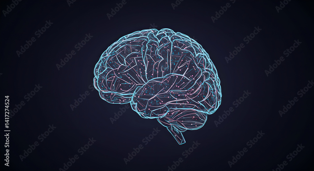 Poster technological brain structure. abstract background for medical innovation and artificial intelligenc