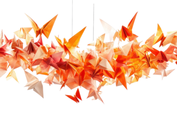 Isolated image of origami chandelier representing creativity and accuracy perfect for artistic promotional use
