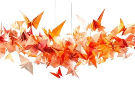Isolated image of origami chandelier representing creativity and accuracy perfect for artistic promotional use
