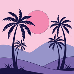 Fototapeta premium A vector illustration-of-a-tropical-land. 