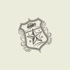 Classic Family Crest Shield Emblem in Vintage Style