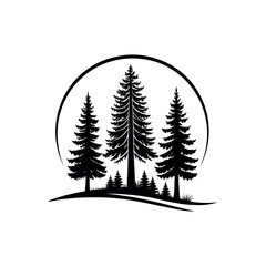Obraz premium pine tree silhouette logo vector line art logo design