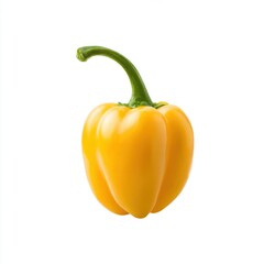 Yellow bell pepper close up photograph isolated on white background