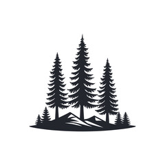 Obraz premium pine tree silhouette logo vector line art logo design