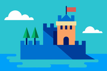 vector illustration of an old castle