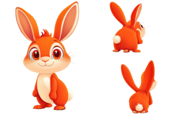 Cartoon rabbit character in a cute style isolated on white background for kids themed visuals