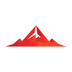 Abstract red mountain peak vector with sharp geometric shapes perfect for adventure and travel branding