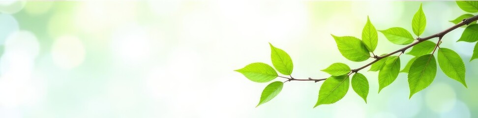 Fototapeta premium Branches against a white background with a soft focus effect, leafy greens, branches on white background