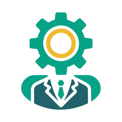 Gear Head Businessman Icon: Strategy, Performance, and Innovation