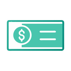 Minimalist teal check with dollar symbol illustration