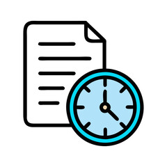 Light Blue Clock Illustration with Black Background