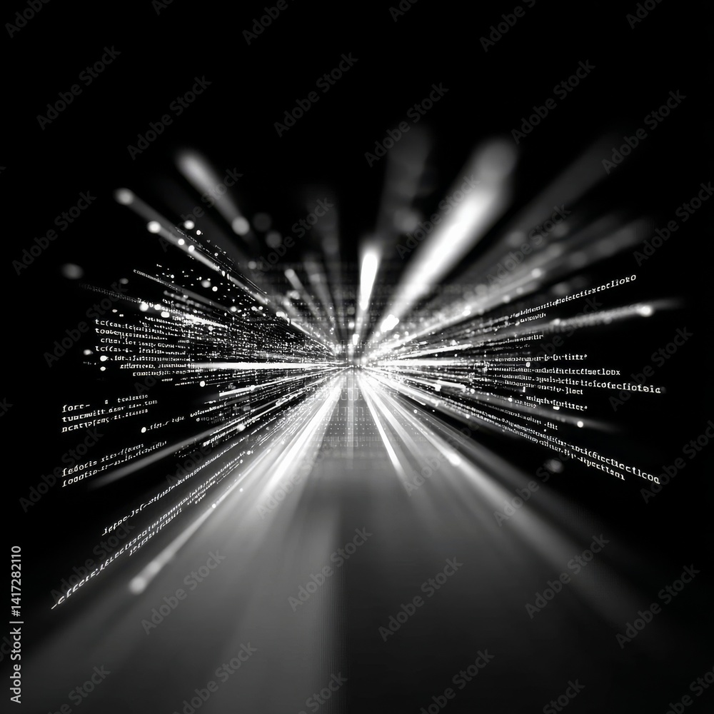 Poster Data Streams: A Futuristic Glimpse into the Flow of Information with Code Fragments and Abstract Lines 