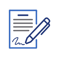 Digital signature with pen on document vector icon