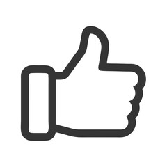 Thumb up icon with black background. Like symbol.