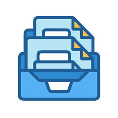 Blue document drawer icon vector illustration design.