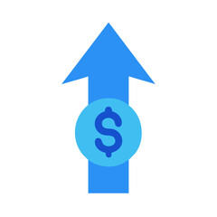 Rising Dollar Value with Blue Arrow on Black