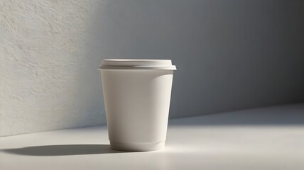 A white paper coffee cup with a plain design isolated on white background for mockups