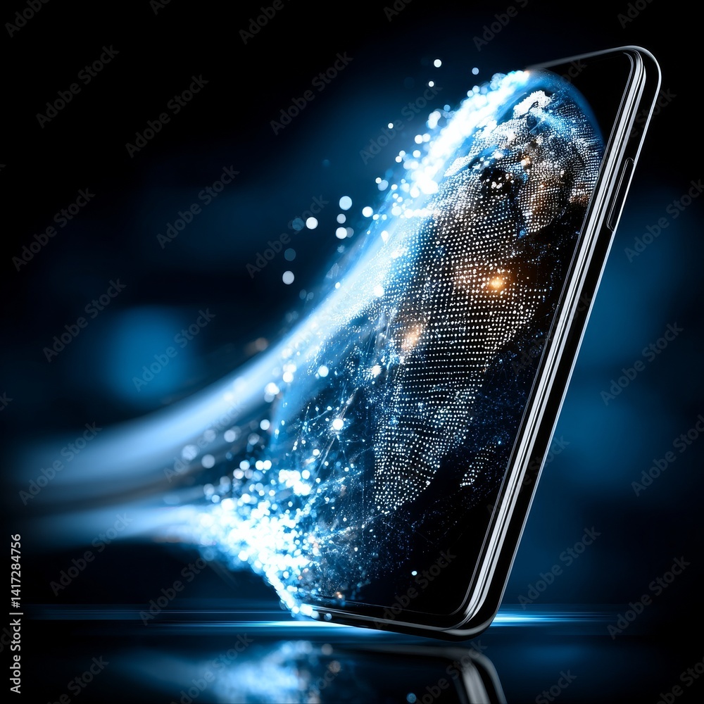 Poster Smartphone with Global Network Visualization: A Window into the Digital World of Connectivity and Data Flow