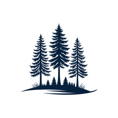 pine tree silhouette logo vector line art logo design