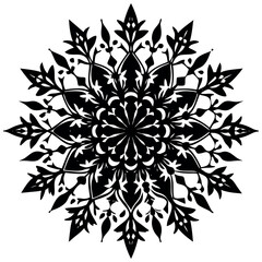 Fototapeta premium Mandala with frost covered flowers winter theme 