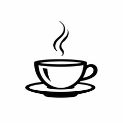 Obraz premium Black and white coffee cup icon with steam