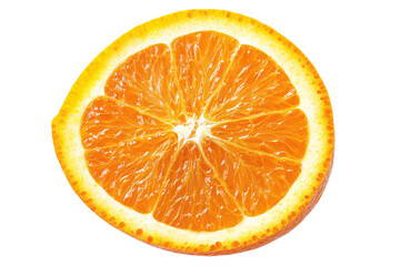 A juicy orange slice bursting with sunshine and vitamin C, a vibrant still life against a bright white background.