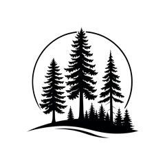 Obraz premium pine tree silhouette logo vector line art logo design
