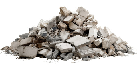 High-quality 3D illustration of a pile of rubble, perfect for construction, renovation, and demolition themes. Ideal for various creative projects needing textured background.