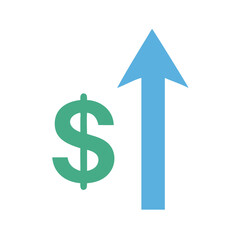 Money Growth Chart: Rising dollar with upwards arrow