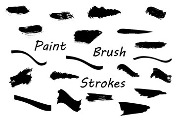 Brush paint stroke vector set. Messy ink brush strokes, blots etc. Black abstract messy grungy spot collection. Grungy hand-drawn crayon textures, lines, highlights. Sale promotion banner background