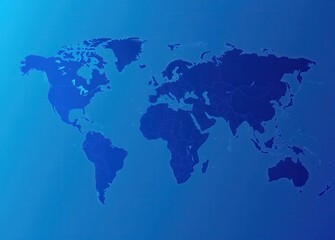 Obraz premium Blue Toned World Map with Continent Outlines and Soft Gradient Background