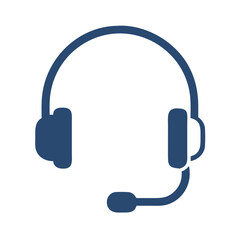 Blue Headset Icon: Customer Support and Communication Symbol