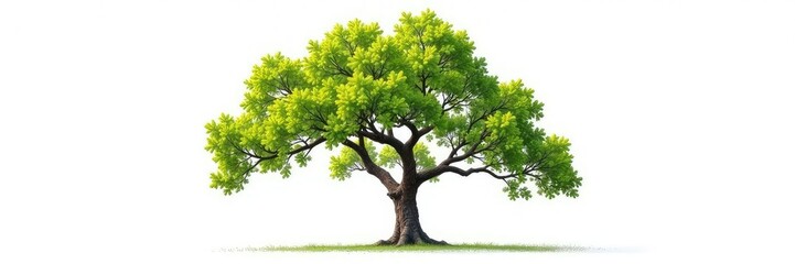 Obraz premium Single oak branch against white background isolated, tree, forest
