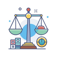 Balance scales justice with documents, time on black