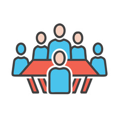 Team meeting at the table icon illustration vector