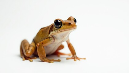 Small brown frog on white, simple background, sharp focus, background, texture, fauna