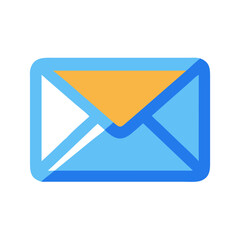 Blue and Yellow Email Envelope Icon on Black