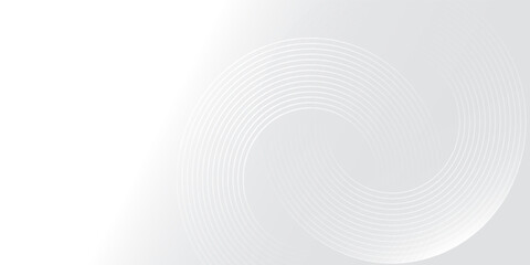 Abstract white glowing geometric lines on gray background. Modern shiny blue circle lines pattern. Futuristic technology concept. Suit for cover, poster,