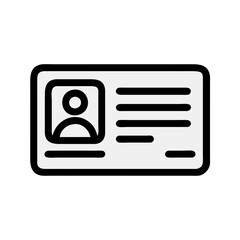 White Identification Card Icon on a Black Background