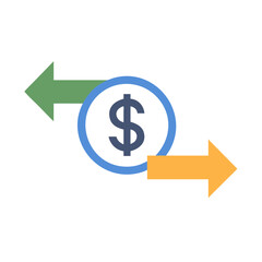 Money Exchange Icon with Arrows on Black Background
